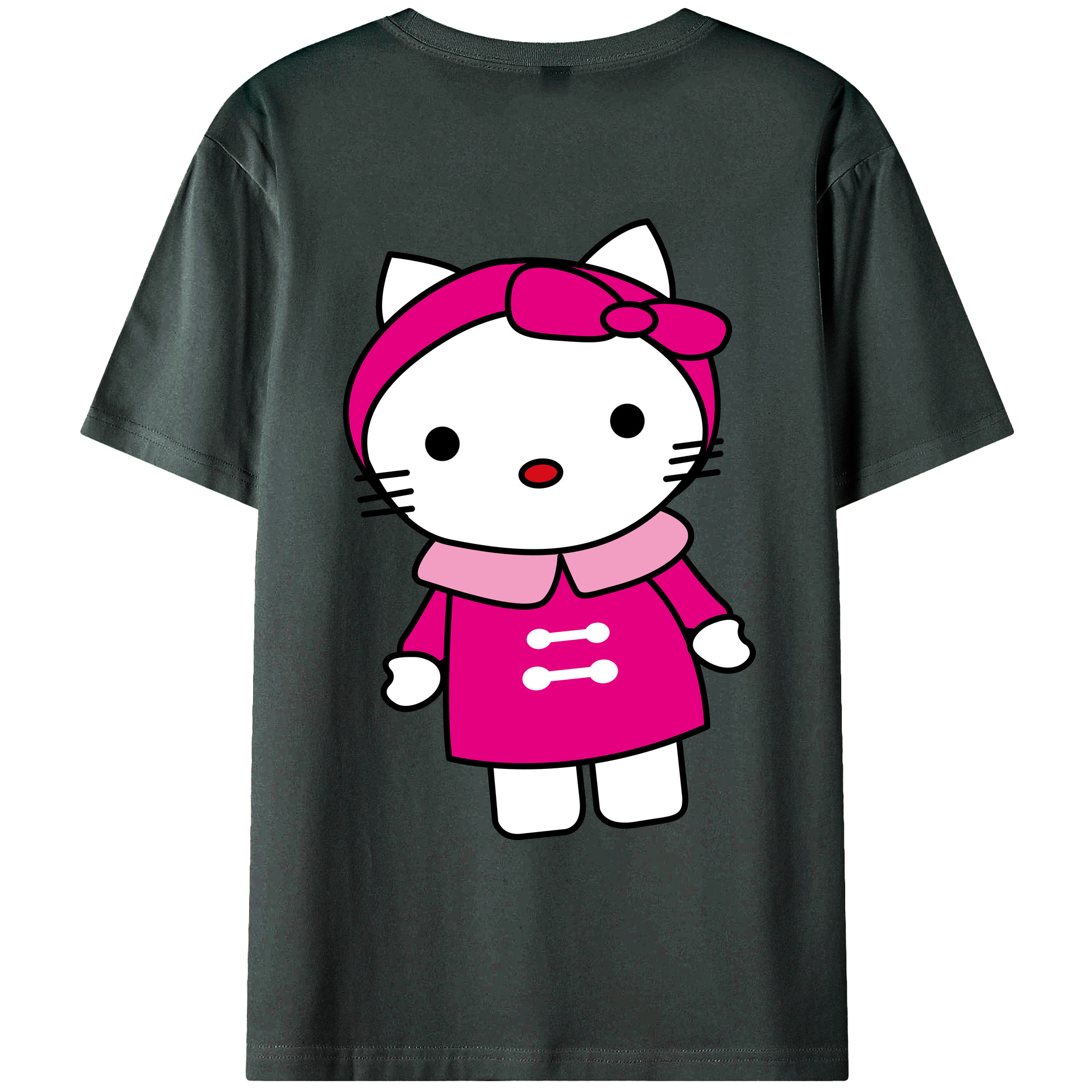 （画像用） Hello Kitty ハローキティ 綿100％ メンズ半袖Tシャツ（バックプリント） 通気性